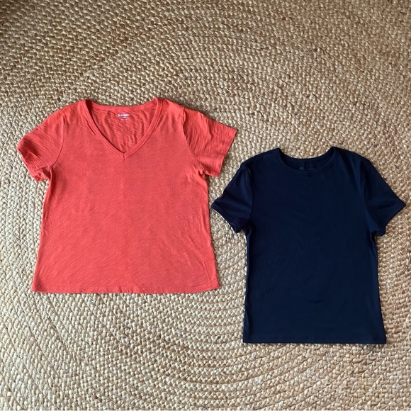 Various Tops - Set of 2 Women's Short-sleeved T-shirts, Orange and Black: Like new